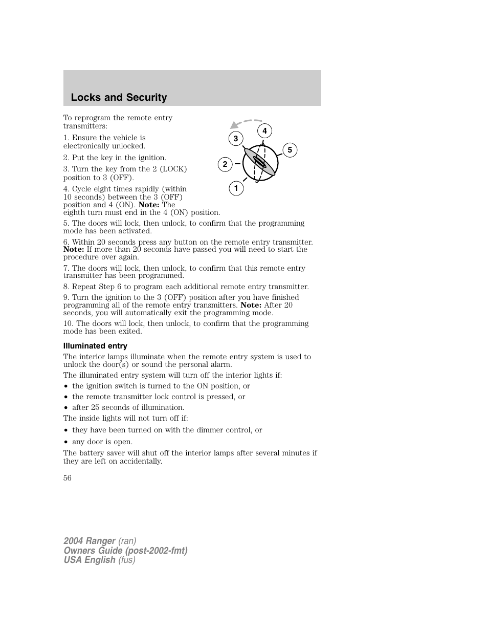 Locks and security | FORD 2004 Ranger v.1 User Manual | Page 56 / 248