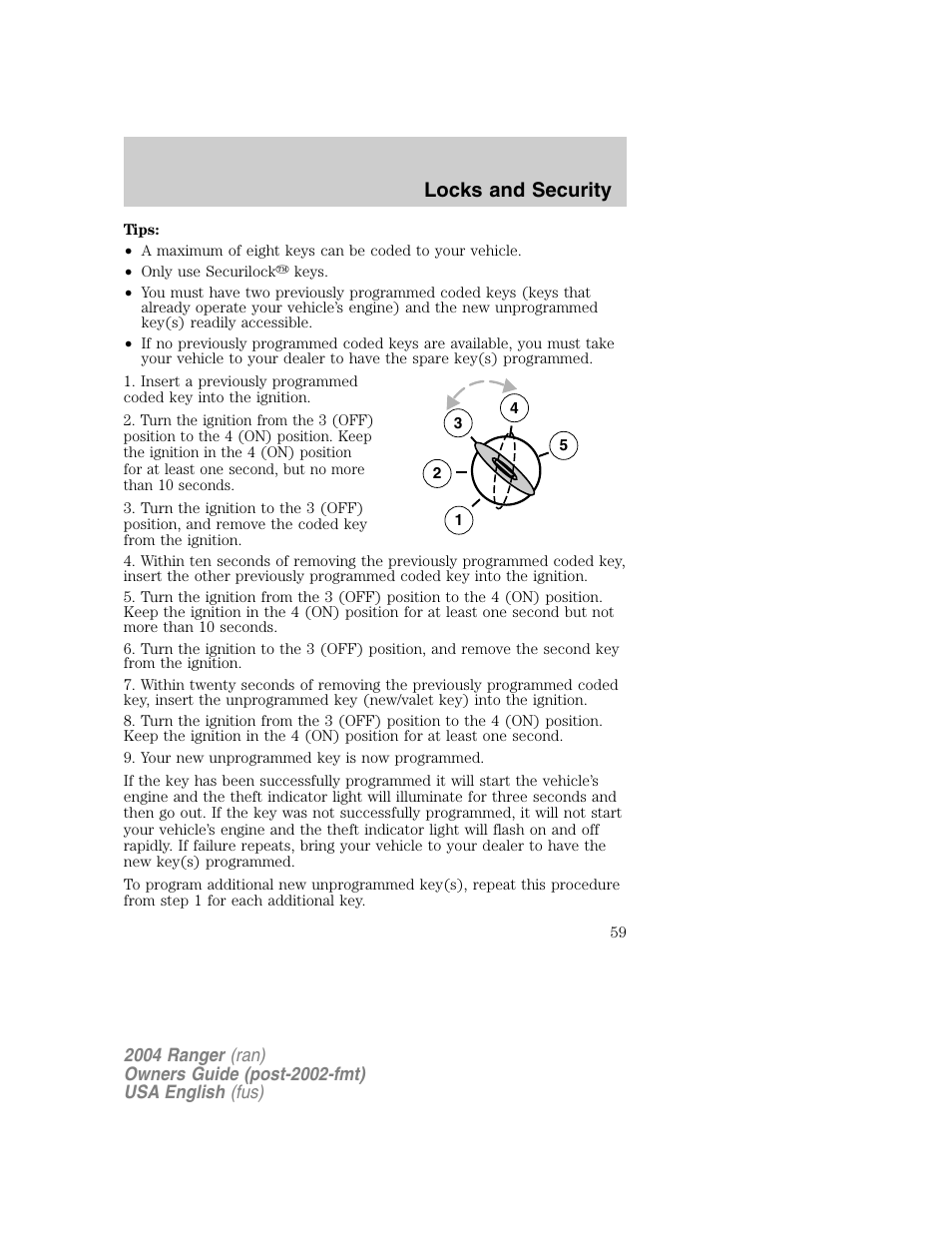 Locks and security | FORD 2004 Ranger v.1 User Manual | Page 59 / 248