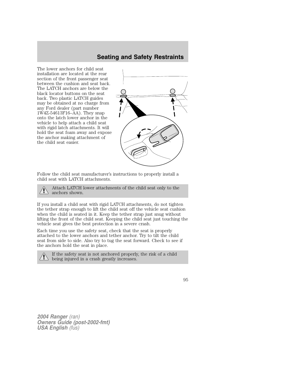 Seating and safety restraints | FORD 2004 Ranger v.1 User Manual | Page 95 / 248