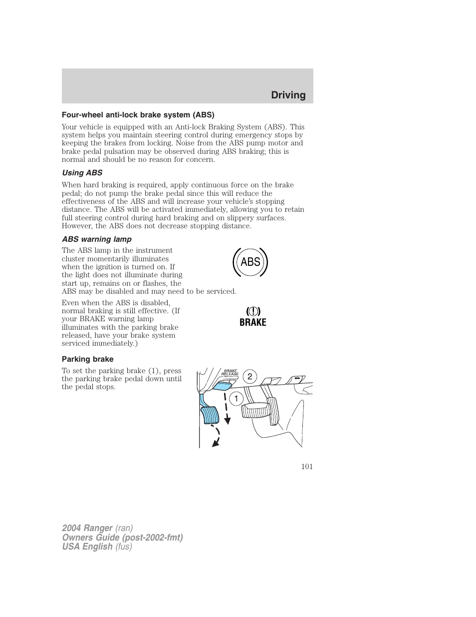 FORD 2004 Ranger v.2 User Manual | Page 101 / 248