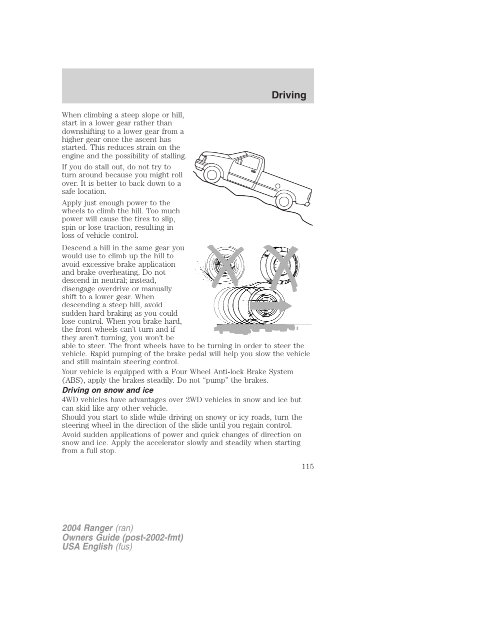 Driving | FORD 2004 Ranger v.2 User Manual | Page 115 / 248