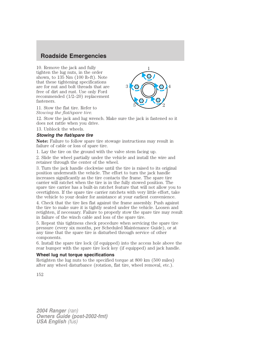 Roadside emergencies | FORD 2004 Ranger v.2 User Manual | Page 152 / 248