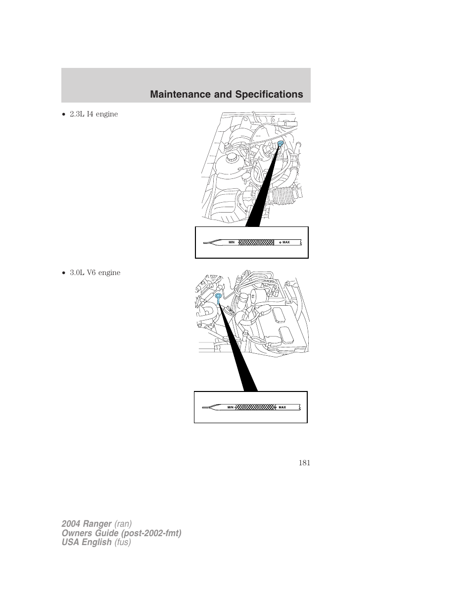 Maintenance and specifications | FORD 2004 Ranger v.2 User Manual | Page 181 / 248