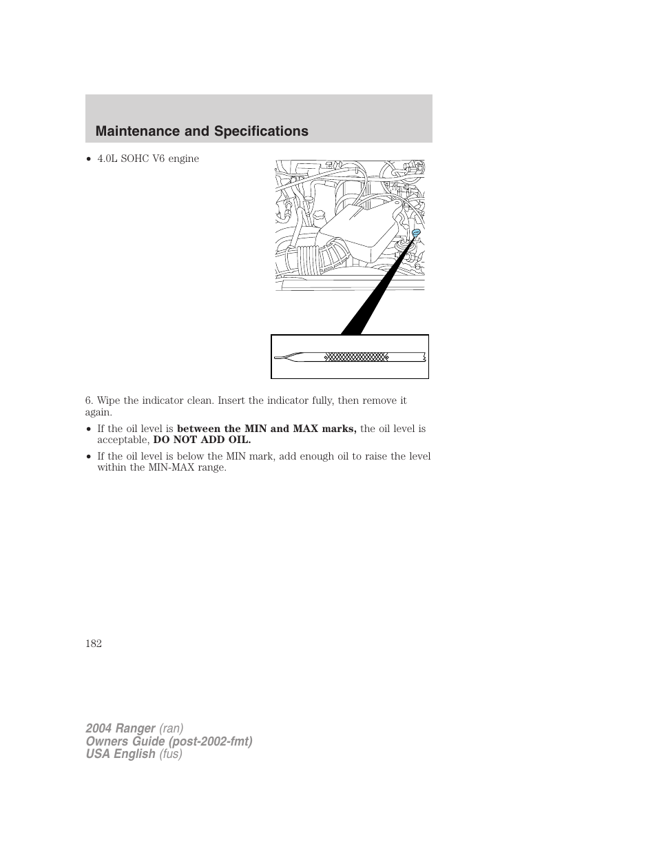 Maintenance and specifications | FORD 2004 Ranger v.2 User Manual | Page 182 / 248
