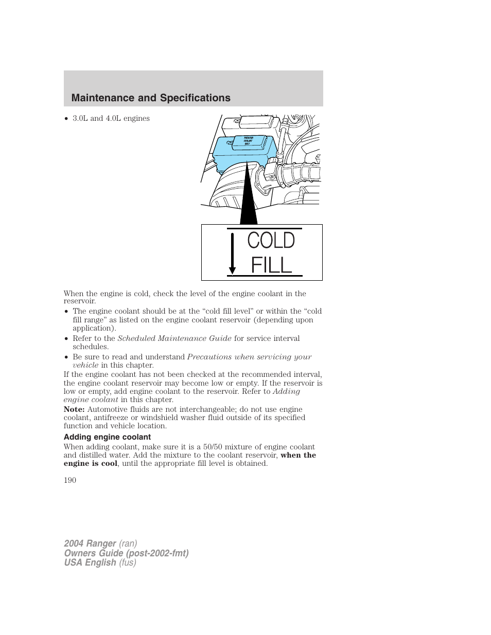 Maintenance and specifications | FORD 2004 Ranger v.2 User Manual | Page 190 / 248