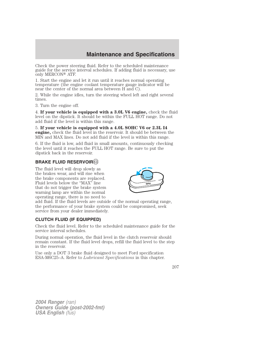 Maintenance and specifications | FORD 2004 Ranger v.2 User Manual | Page 207 / 248