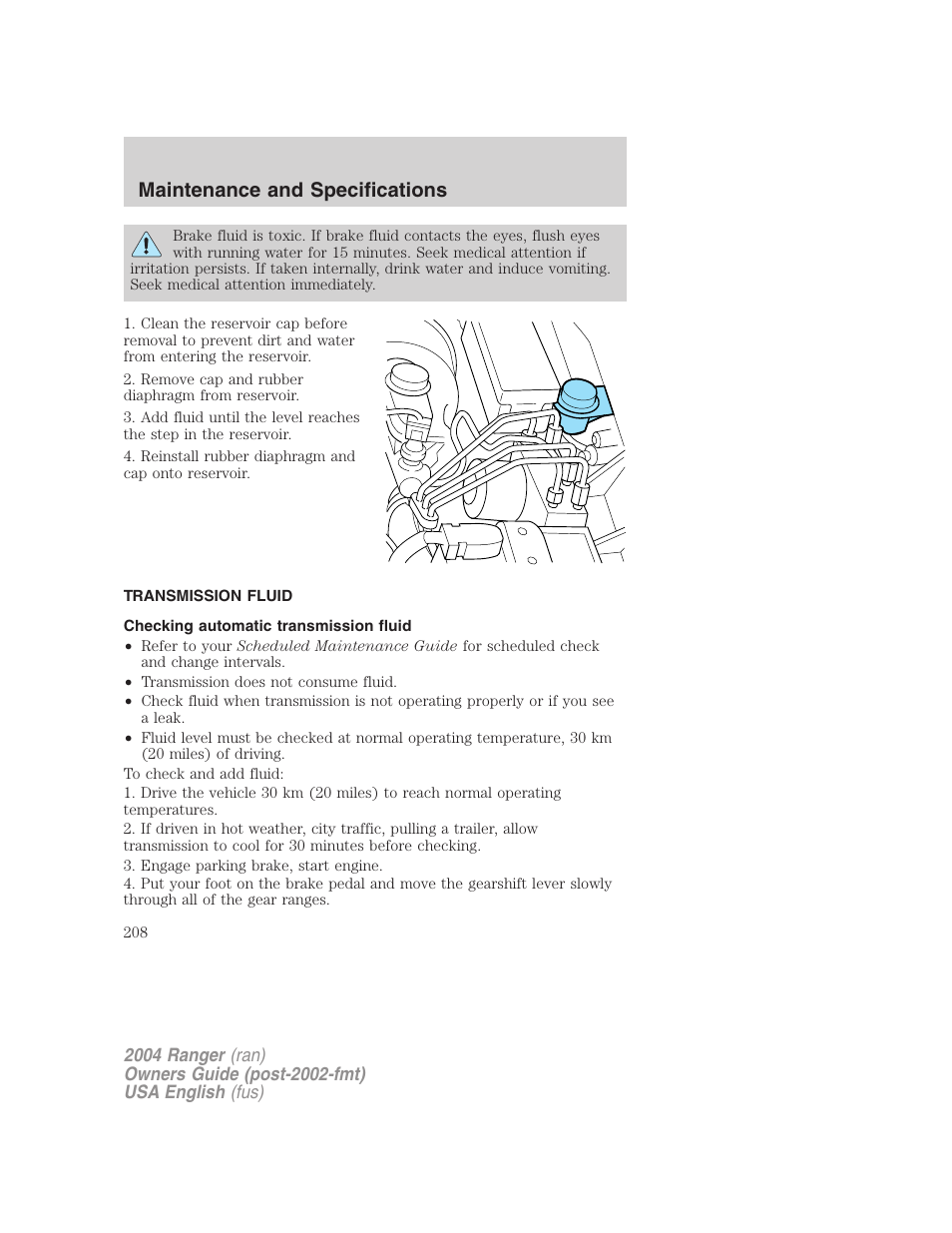 Maintenance and specifications | FORD 2004 Ranger v.2 User Manual | Page 208 / 248