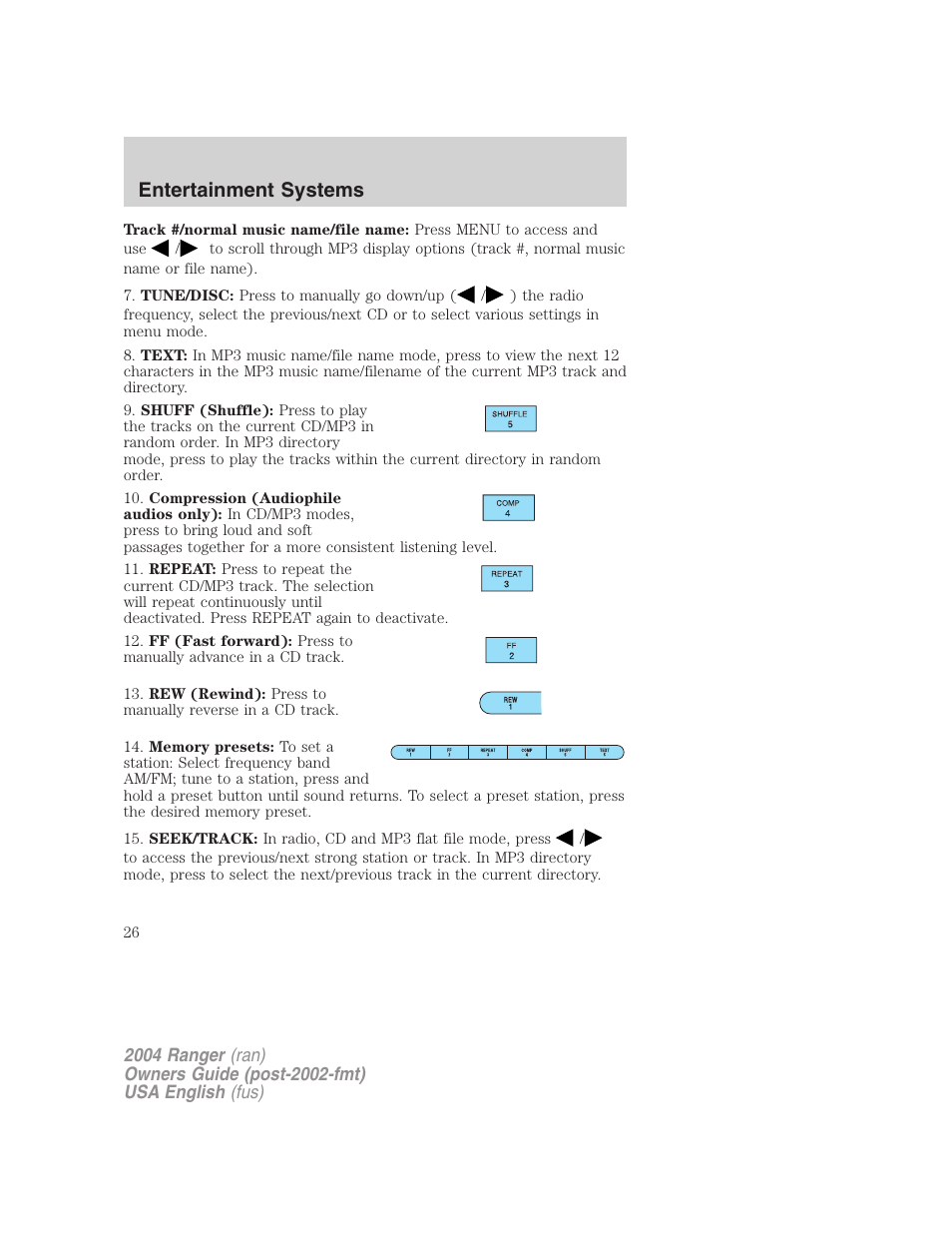 Entertainment systems | FORD 2004 Ranger v.2 User Manual | Page 26 / 248