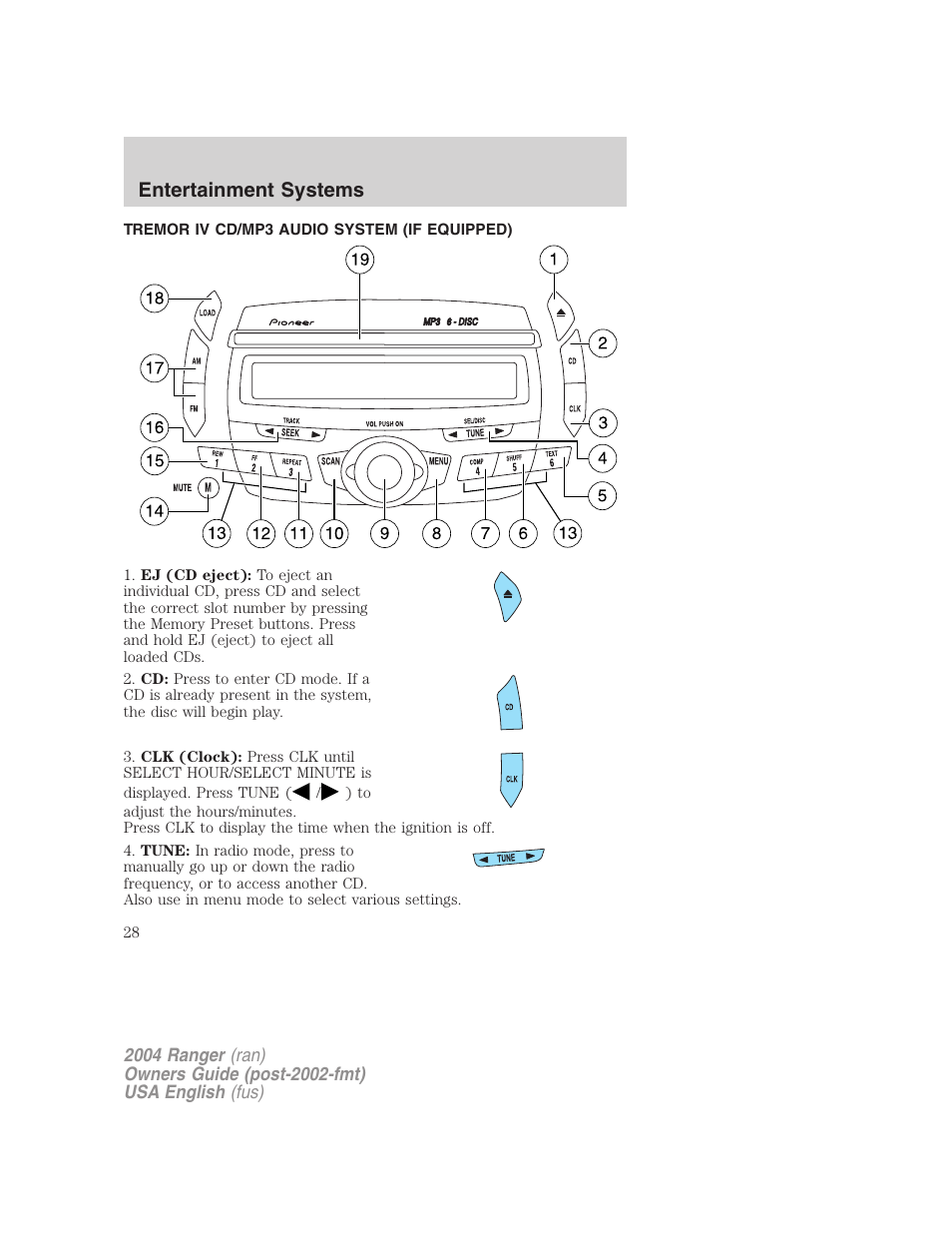 Entertainment systems | FORD 2004 Ranger v.2 User Manual | Page 28 / 248