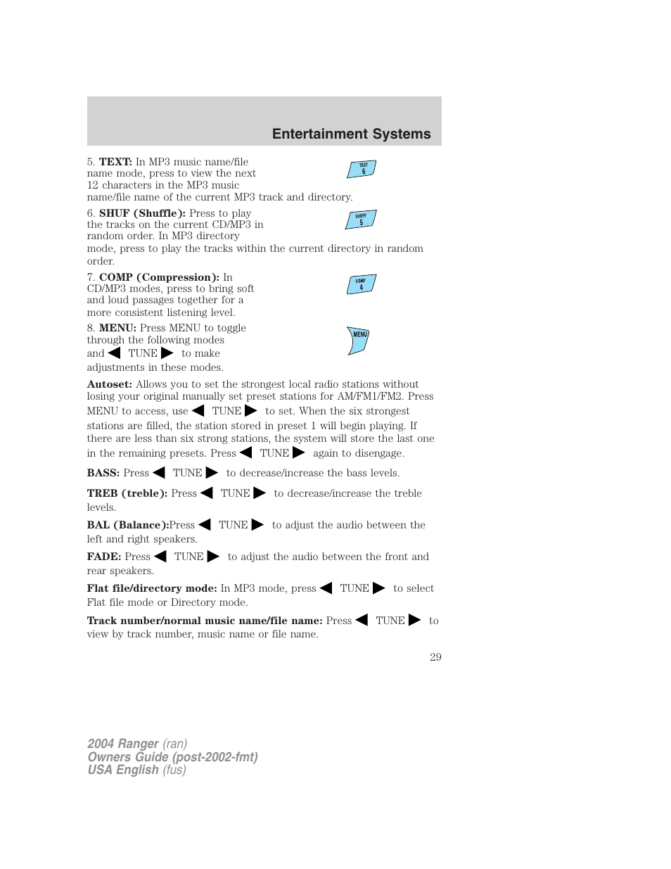 Entertainment systems | FORD 2004 Ranger v.2 User Manual | Page 29 / 248