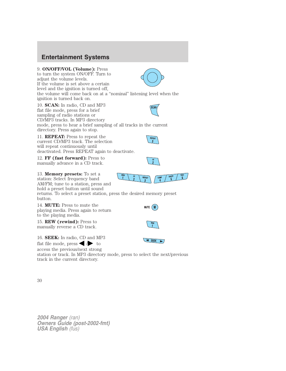 Entertainment systems | FORD 2004 Ranger v.2 User Manual | Page 30 / 248
