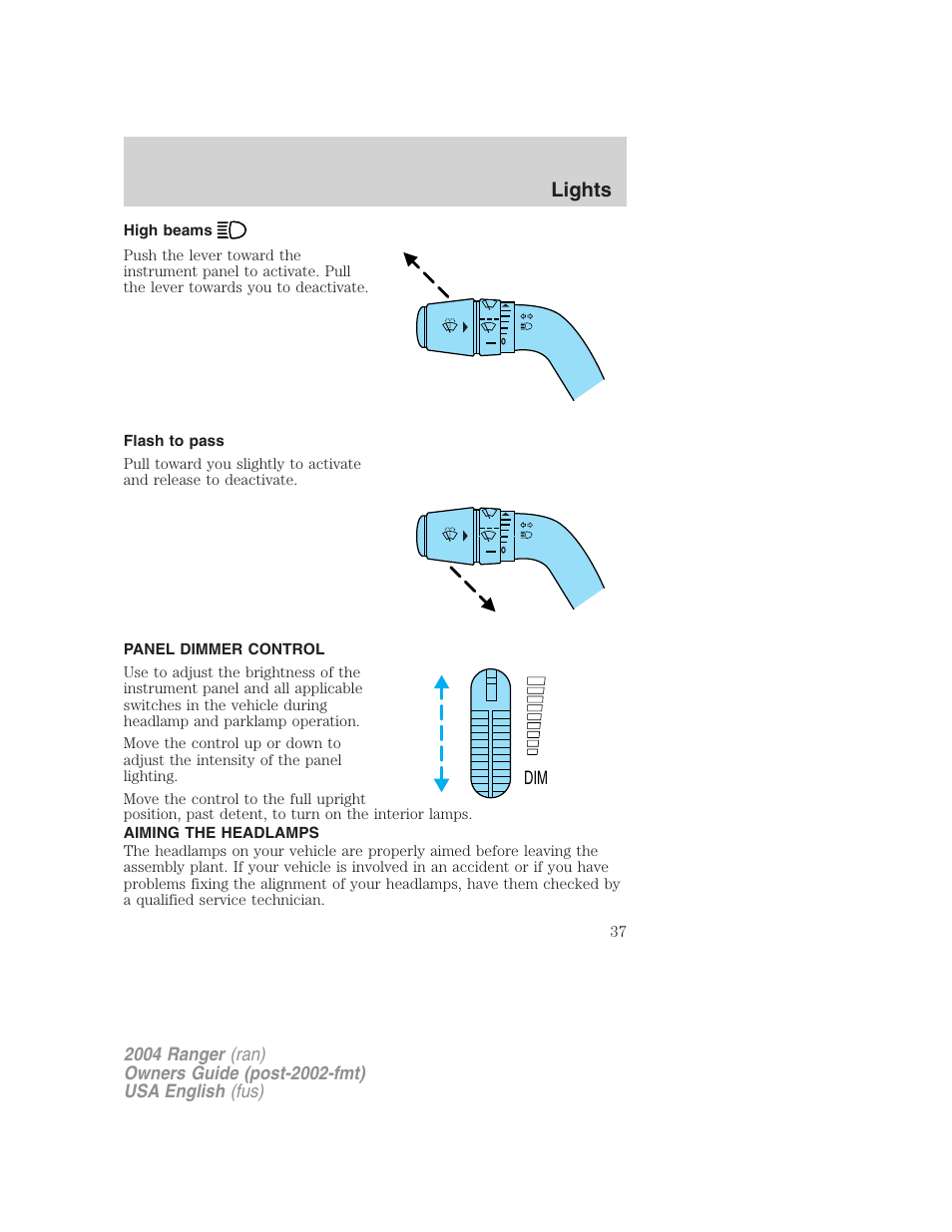 Lights | FORD 2004 Ranger v.2 User Manual | Page 37 / 248