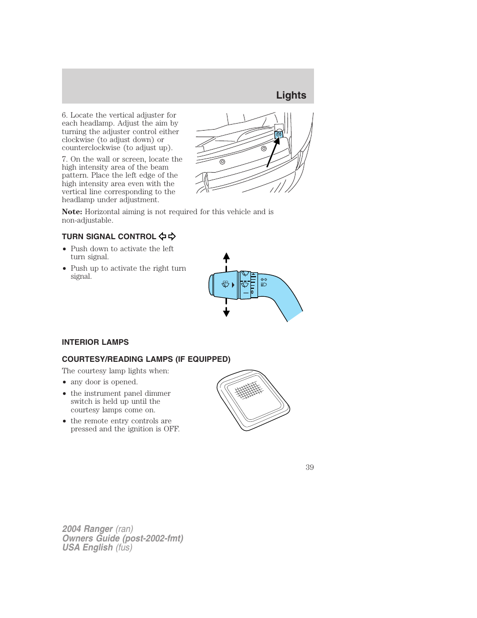 Lights | FORD 2004 Ranger v.2 User Manual | Page 39 / 248