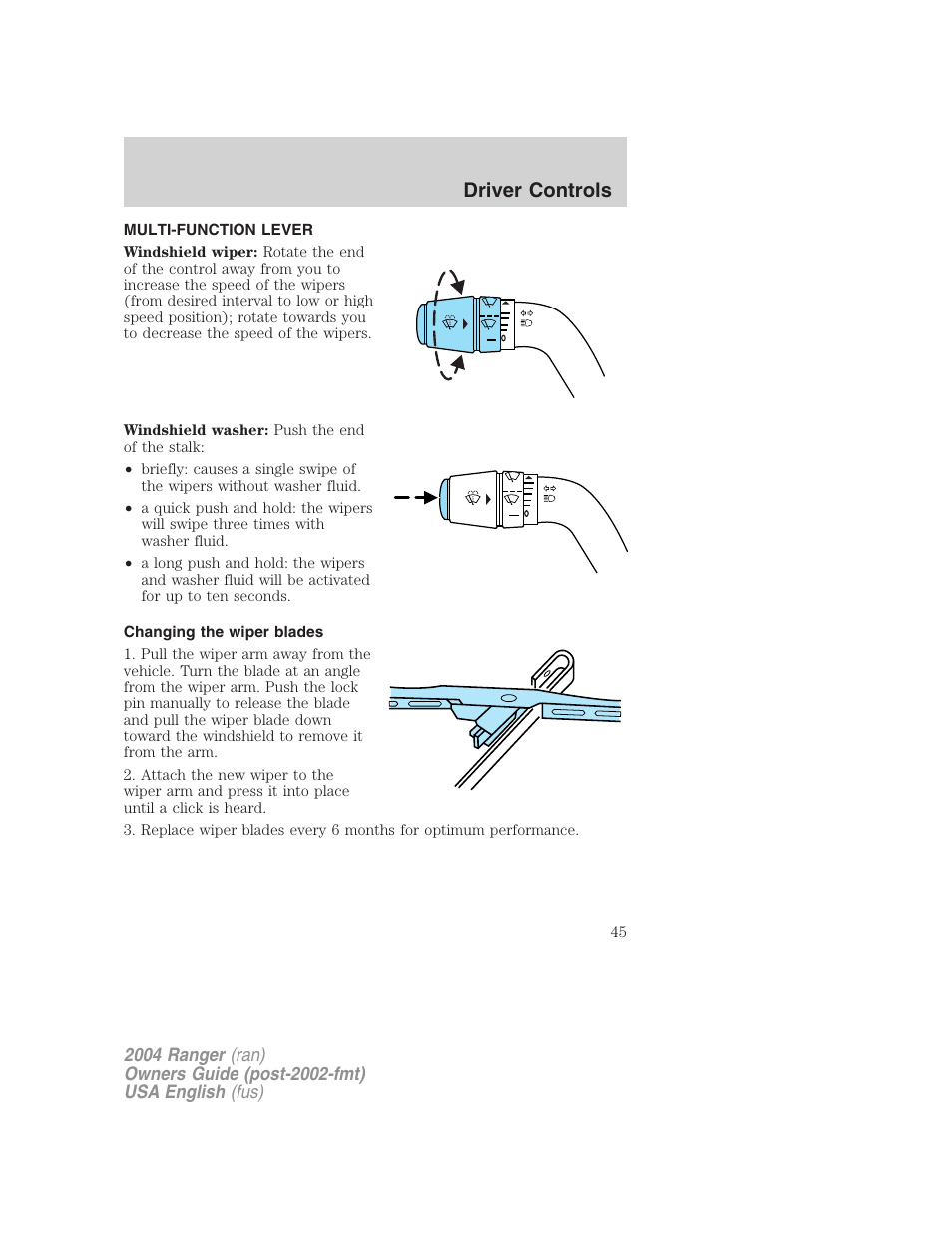 Driver controls | FORD 2004 Ranger v.2 User Manual | Page 45 / 248