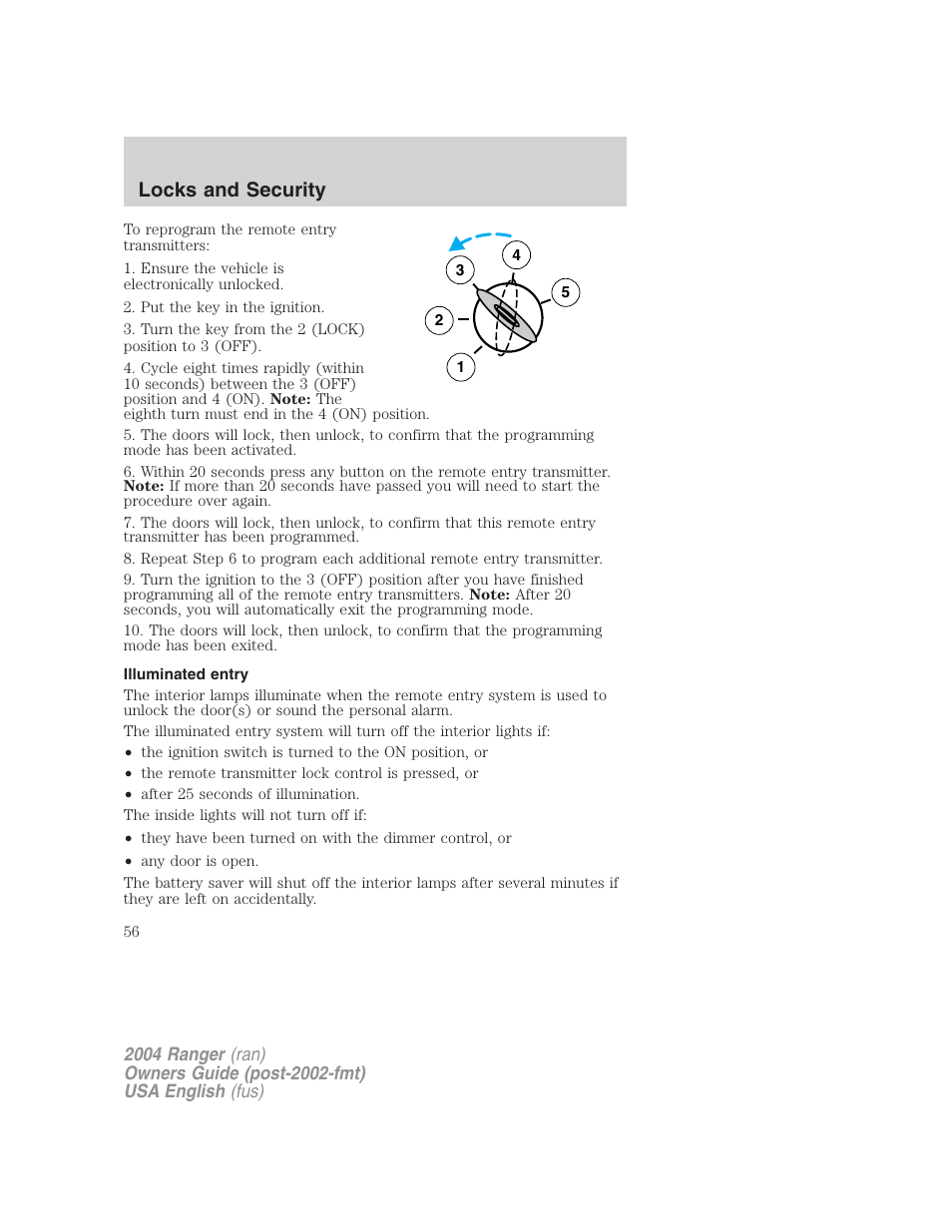 Locks and security | FORD 2004 Ranger v.2 User Manual | Page 56 / 248