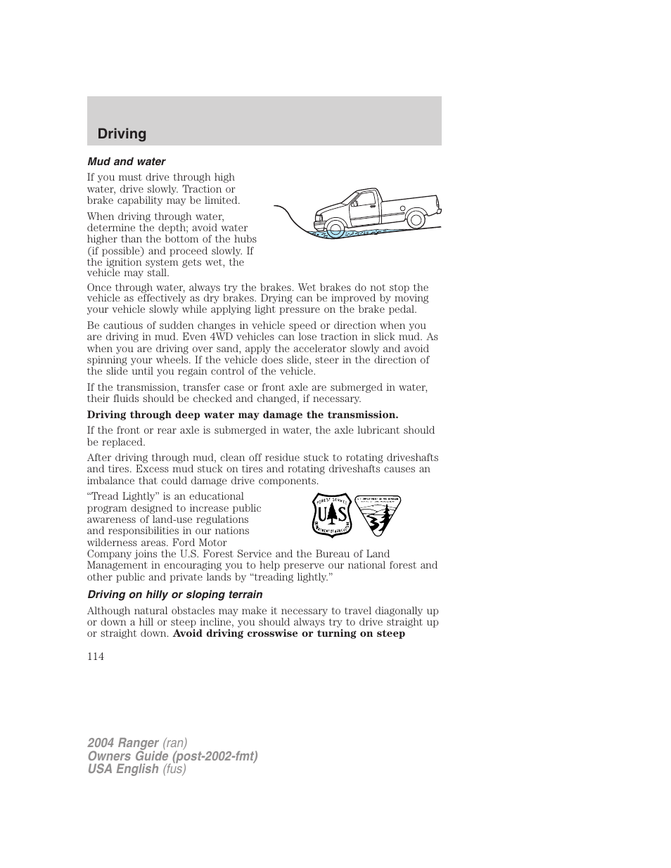 Driving | FORD 2004 Ranger v.3 User Manual | Page 114 / 248