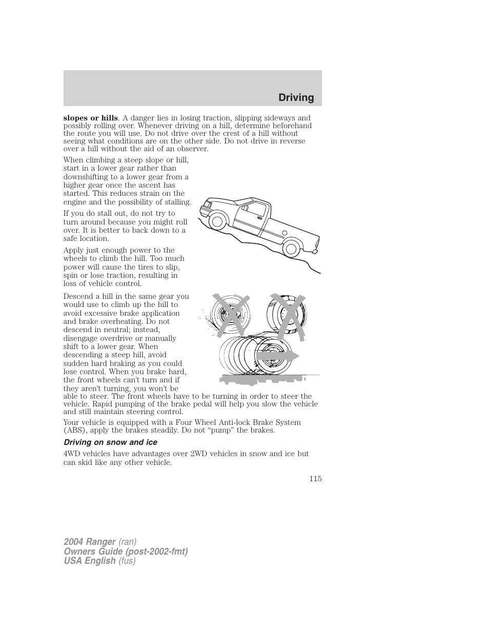 Driving | FORD 2004 Ranger v.3 User Manual | Page 115 / 248