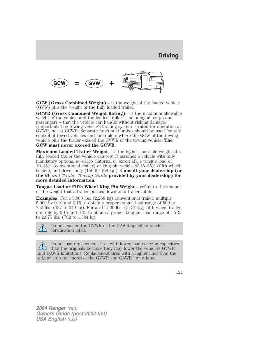 Driving | FORD 2004 Ranger v.3 User Manual | Page 121 / 248