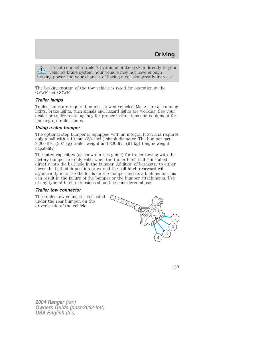 Driving | FORD 2004 Ranger v.3 User Manual | Page 129 / 248