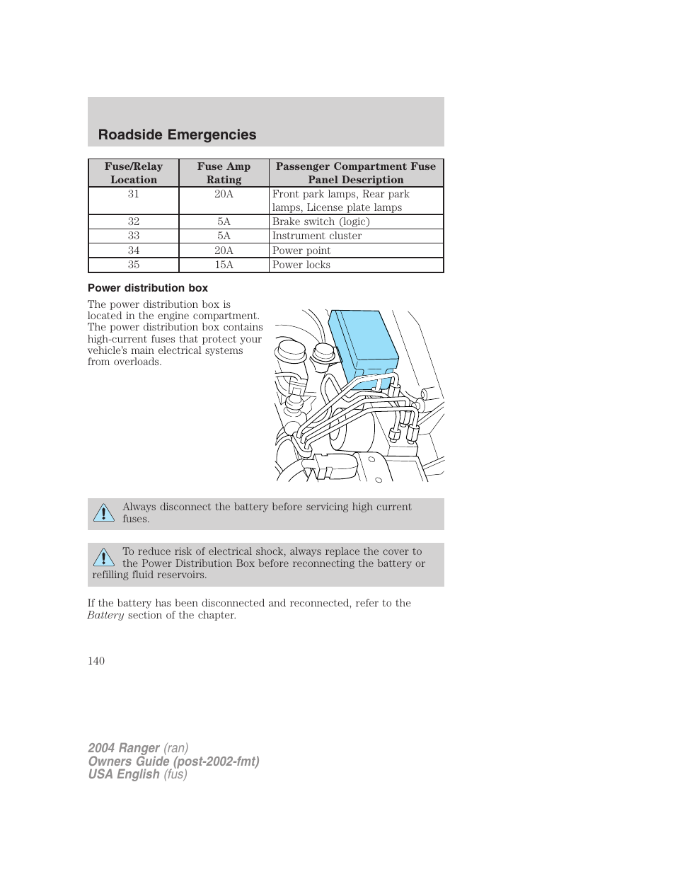 Roadside emergencies | FORD 2004 Ranger v.3 User Manual | Page 140 / 248