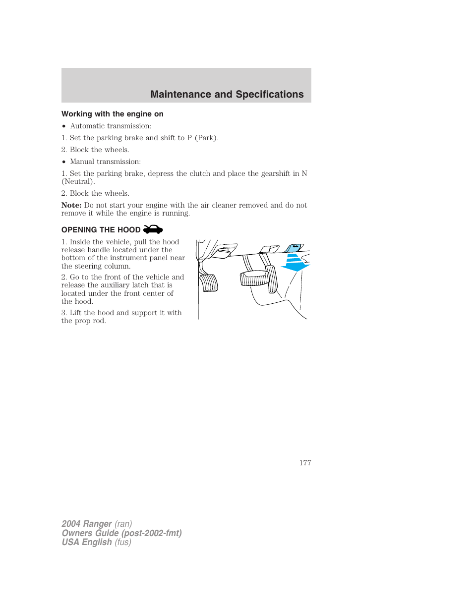 Maintenance and specifications | FORD 2004 Ranger v.3 User Manual | Page 177 / 248