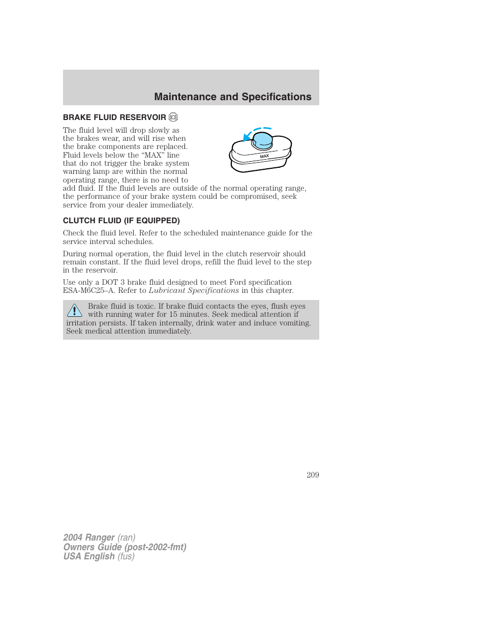 Maintenance and specifications | FORD 2004 Ranger v.3 User Manual | Page 209 / 248