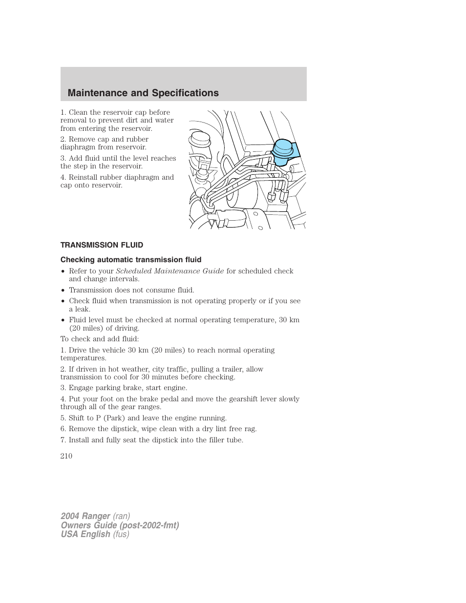 Maintenance and specifications | FORD 2004 Ranger v.3 User Manual | Page 210 / 248