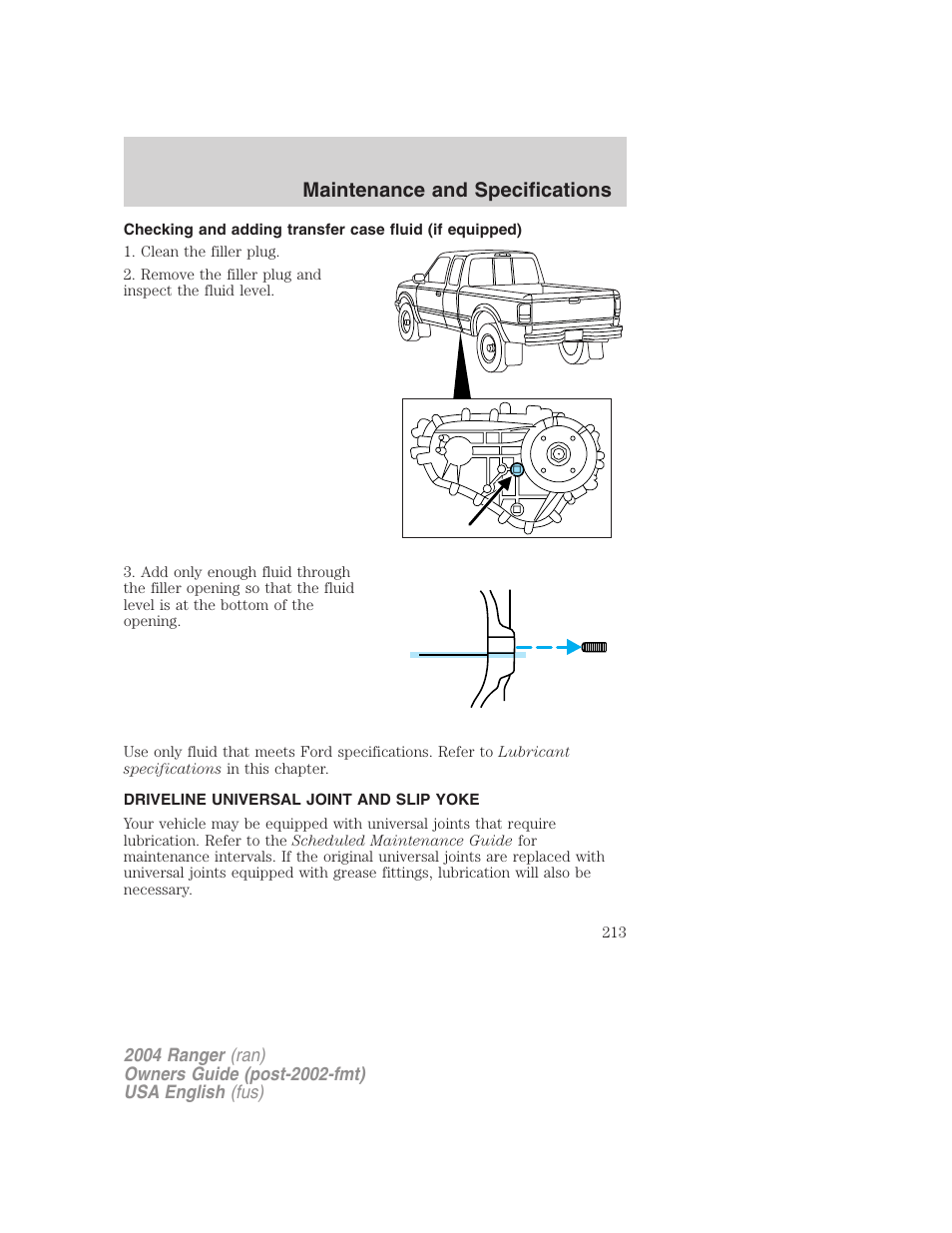 Maintenance and specifications | FORD 2004 Ranger v.3 User Manual | Page 213 / 248
