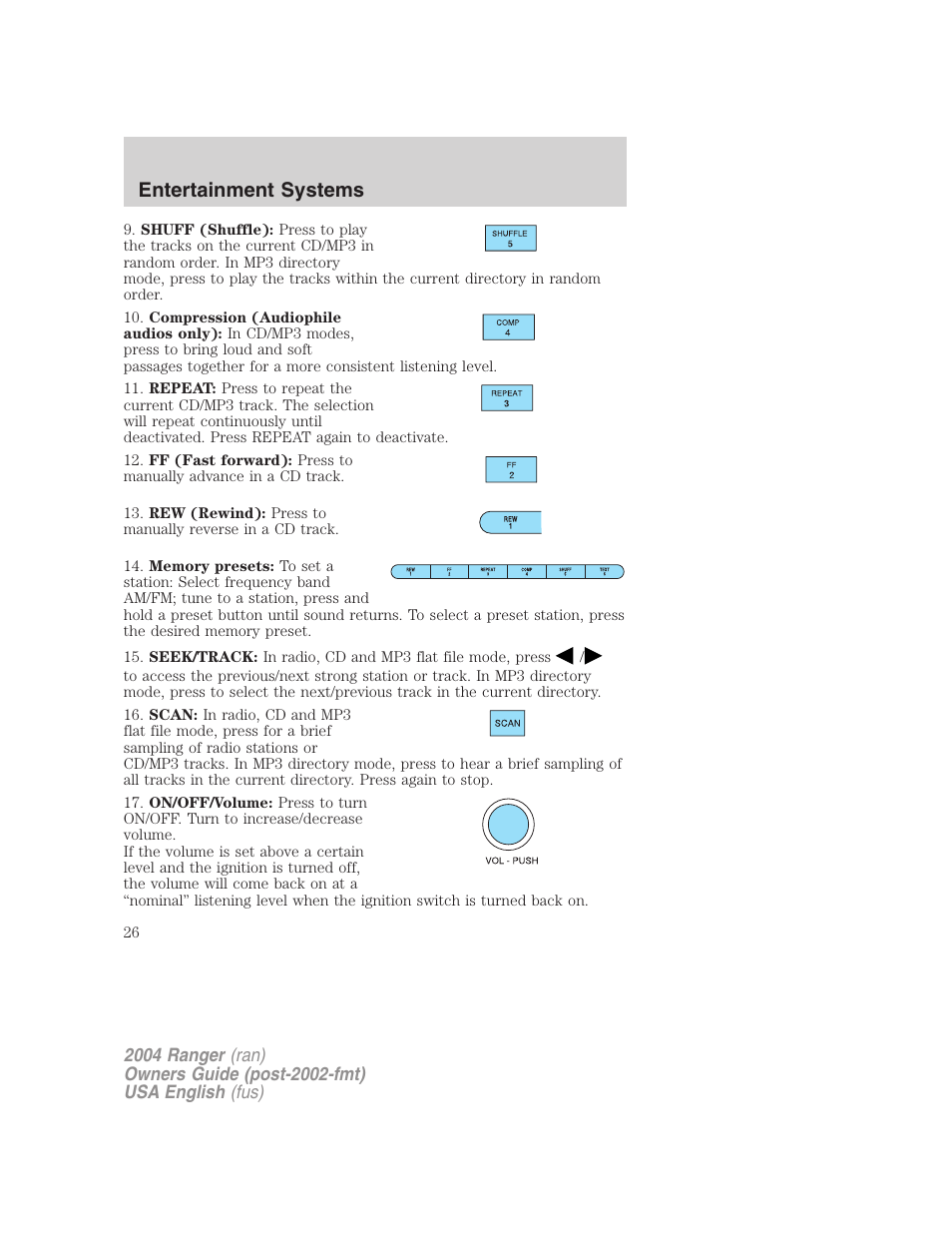 Entertainment systems | FORD 2004 Ranger v.3 User Manual | Page 26 / 248