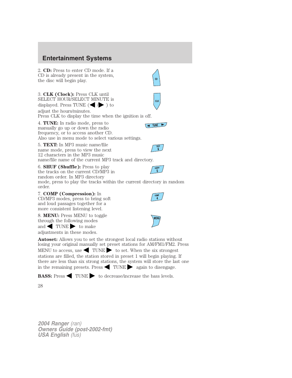 Entertainment systems | FORD 2004 Ranger v.3 User Manual | Page 28 / 248