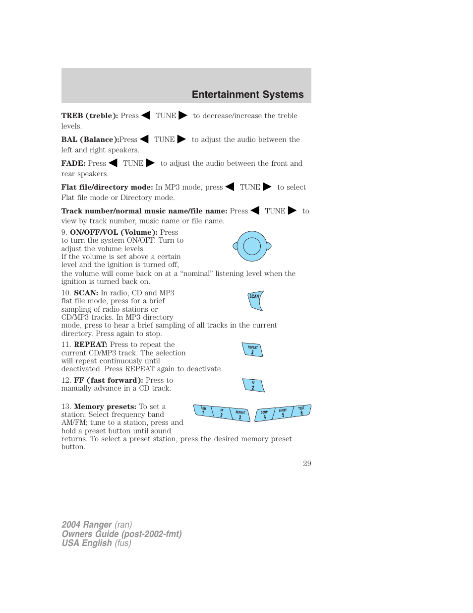 Entertainment systems | FORD 2004 Ranger v.3 User Manual | Page 29 / 248