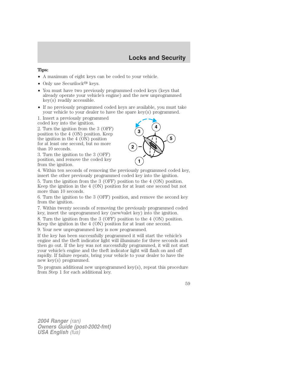 Locks and security | FORD 2004 Ranger v.3 User Manual | Page 59 / 248