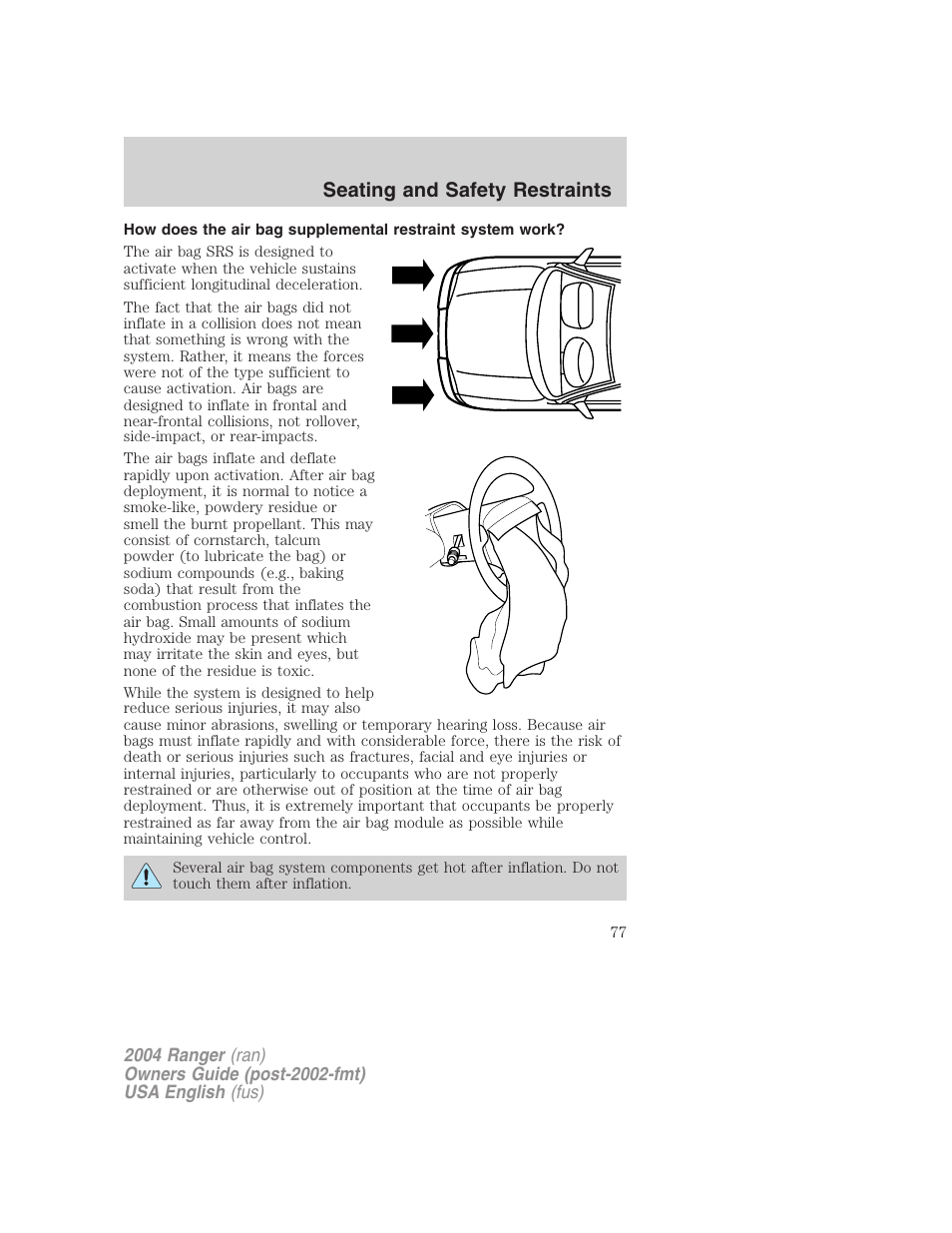 Seating and safety restraints | FORD 2004 Ranger v.3 User Manual | Page 77 / 248