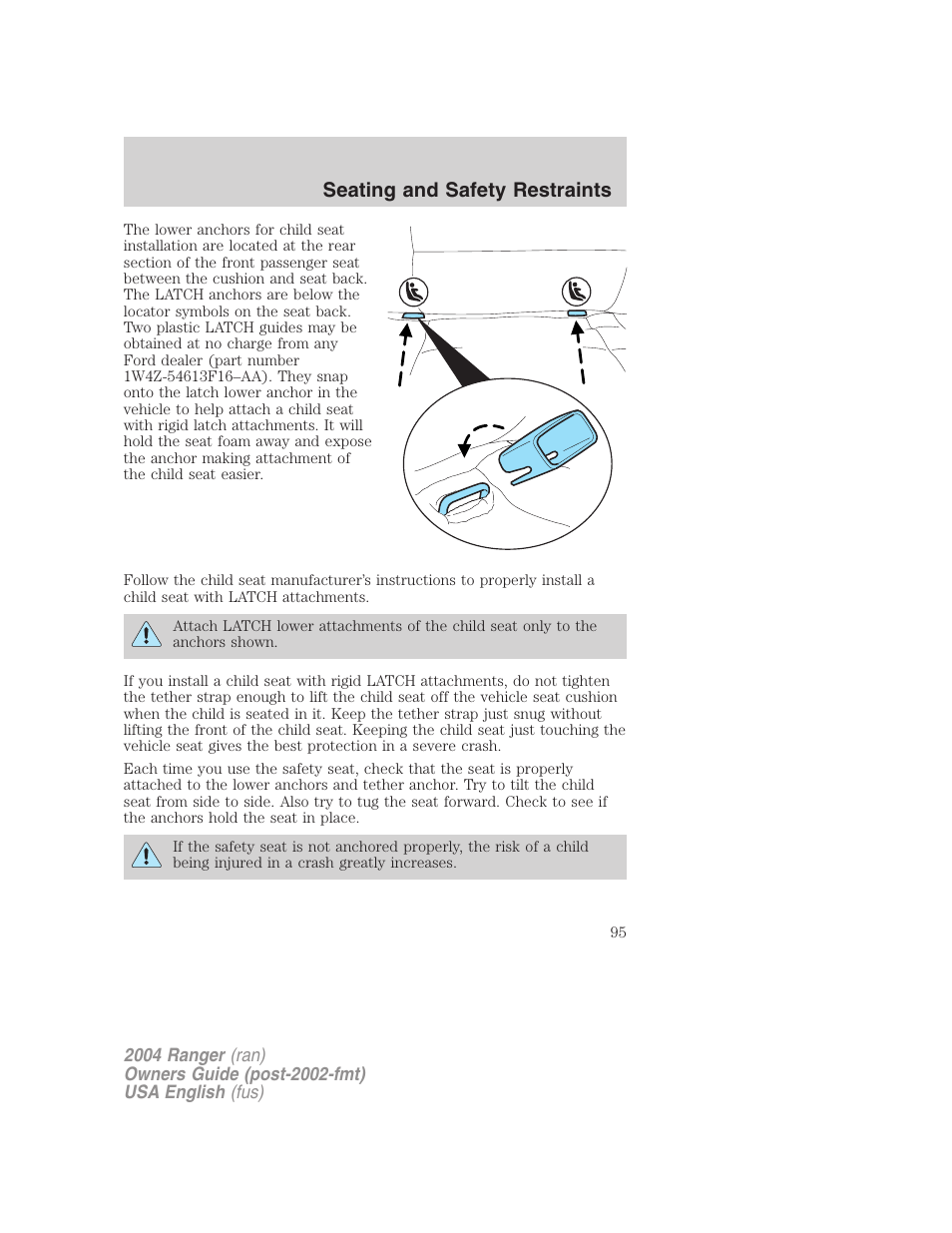 Seating and safety restraints | FORD 2004 Ranger v.3 User Manual | Page 95 / 248