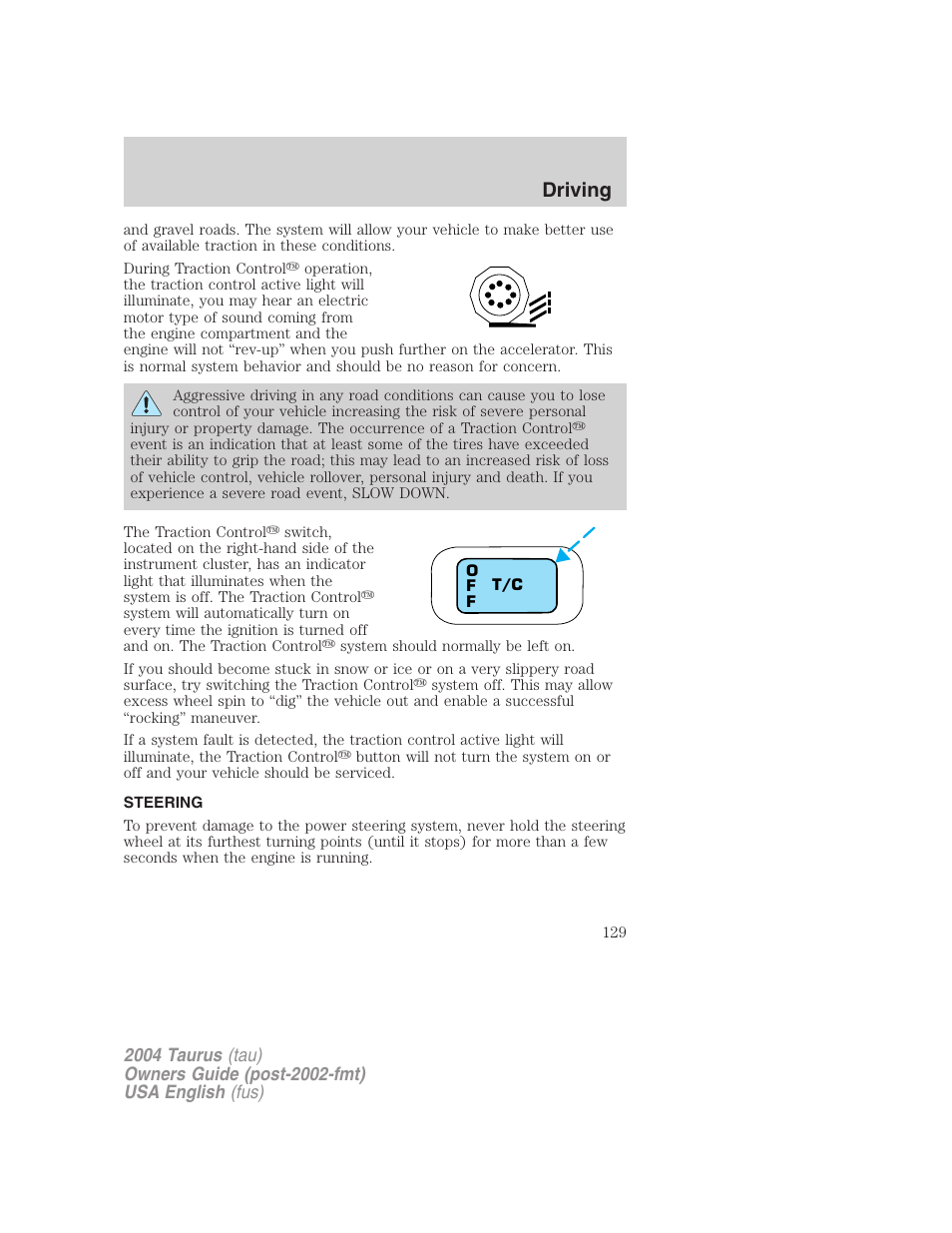 Driving | FORD 2004 Taurus v.1 User Manual | Page 129 / 240