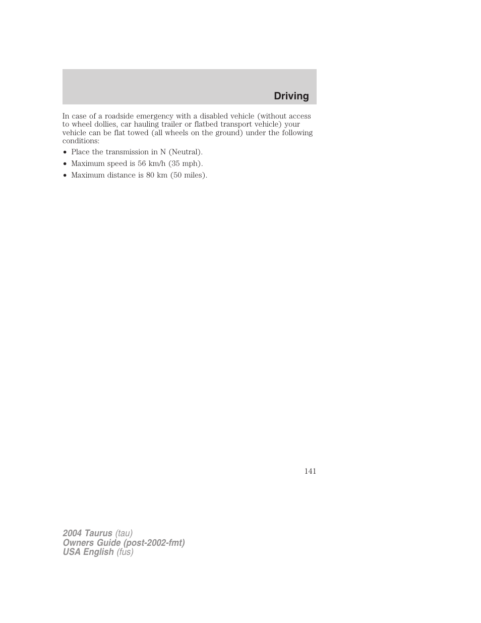 FORD 2004 Taurus v.1 User Manual | Page 141 / 240