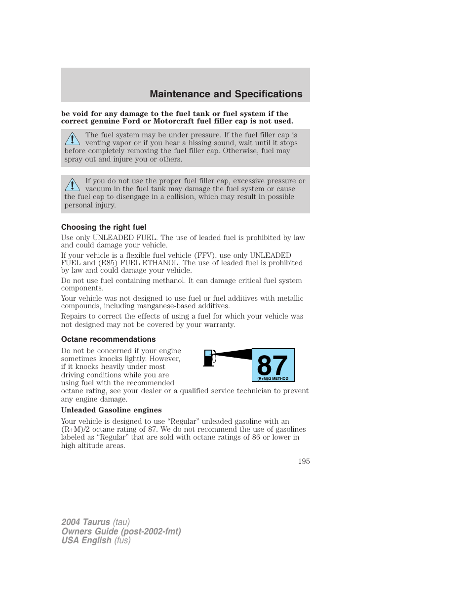 FORD 2004 Taurus v.1 User Manual | Page 195 / 240