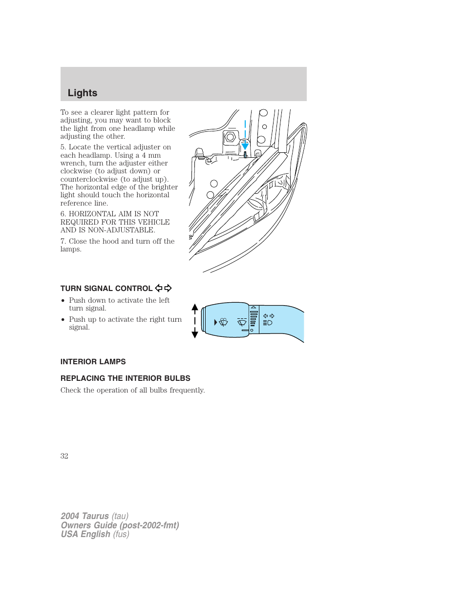 Lights | FORD 2004 Taurus v.1 User Manual | Page 32 / 240