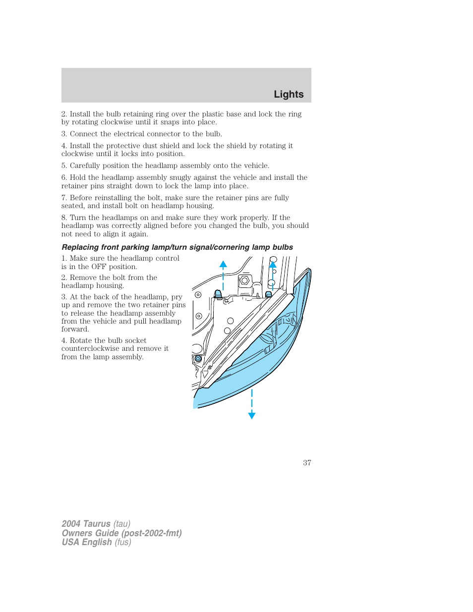 Lights | FORD 2004 Taurus v.1 User Manual | Page 37 / 240