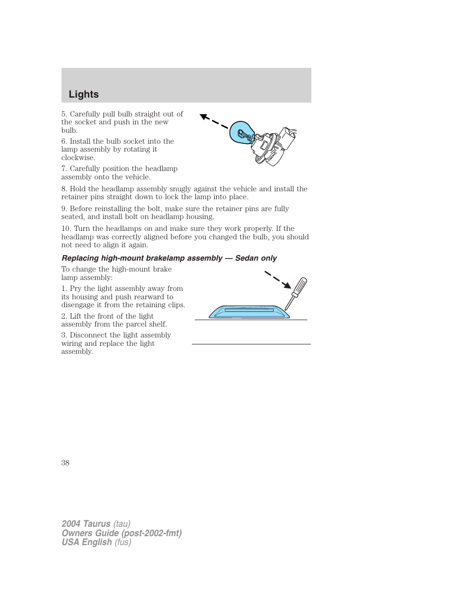 Lights | FORD 2004 Taurus v.1 User Manual | Page 38 / 240
