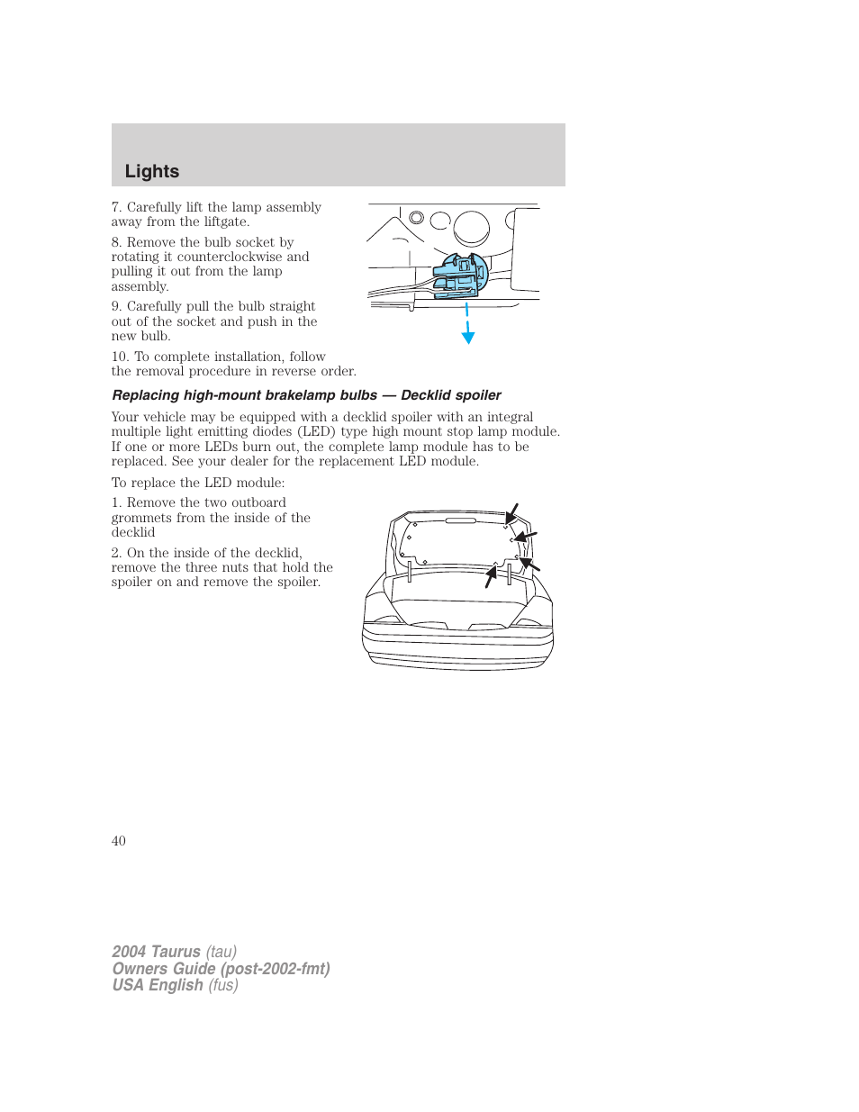 Lights | FORD 2004 Taurus v.1 User Manual | Page 40 / 240