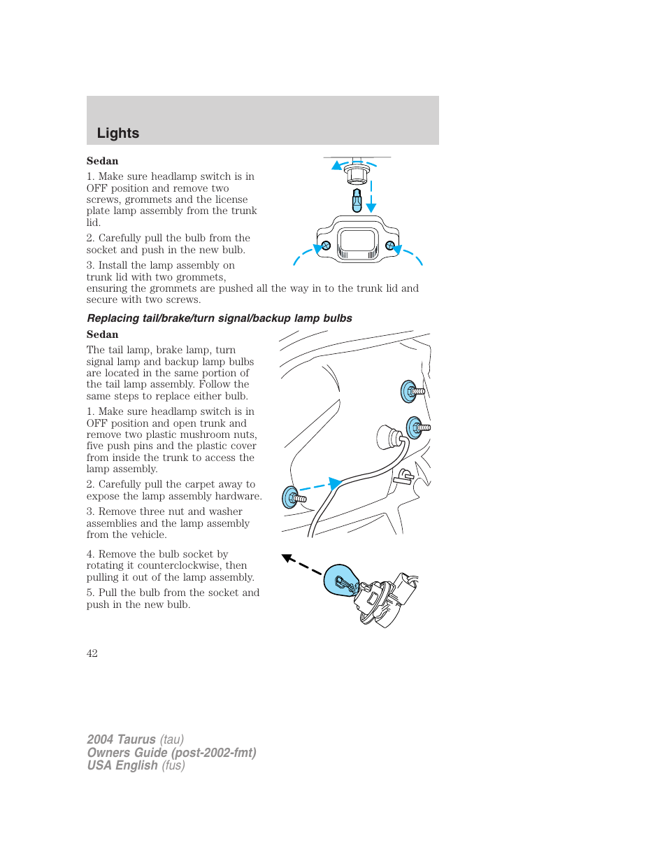 Lights | FORD 2004 Taurus v.1 User Manual | Page 42 / 240