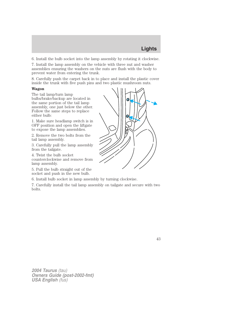 Lights | FORD 2004 Taurus v.1 User Manual | Page 43 / 240