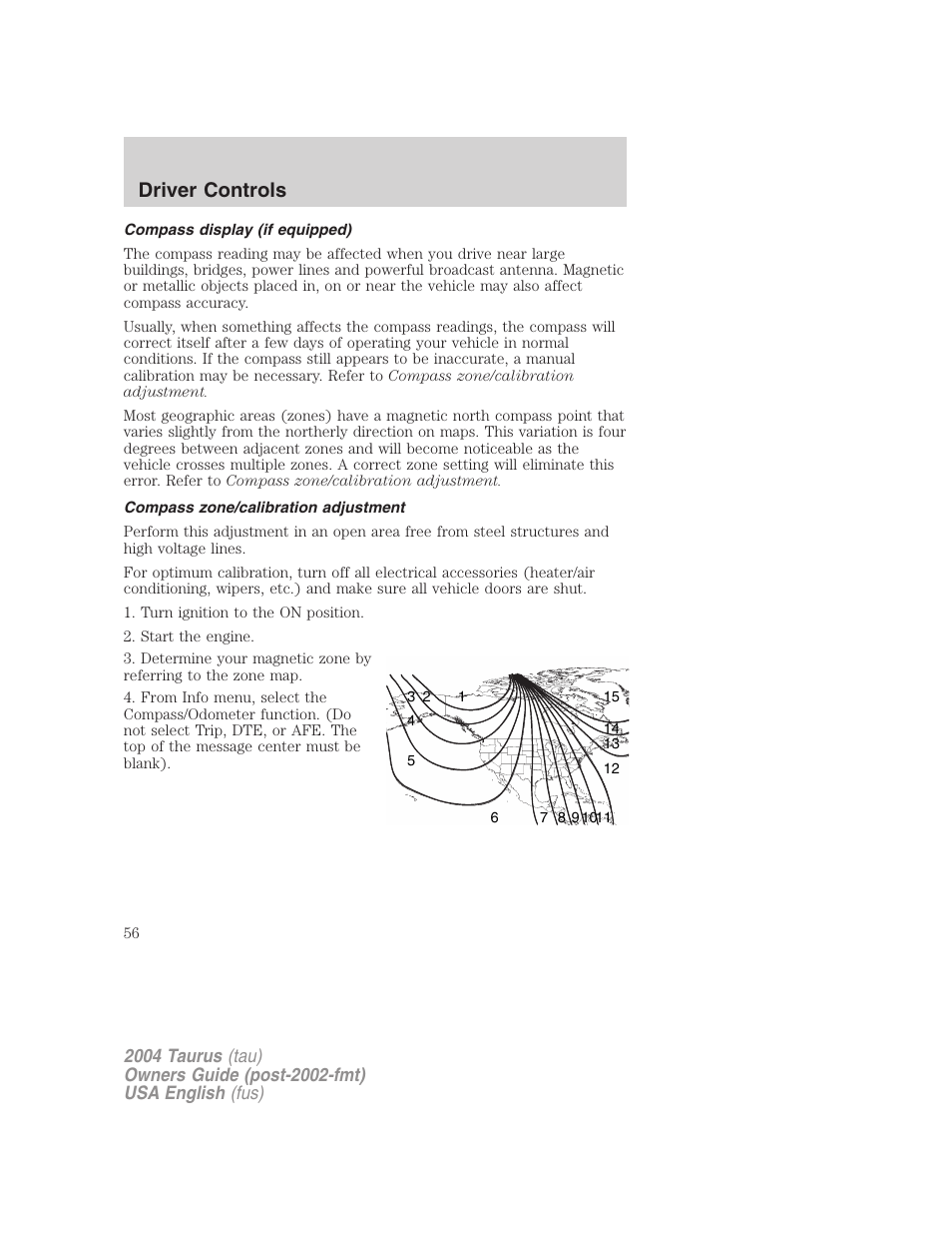 Driver controls | FORD 2004 Taurus v.1 User Manual | Page 56 / 240