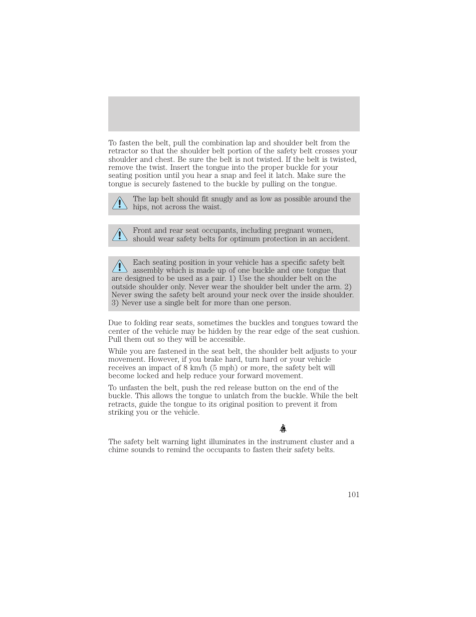 Seating and safety restraints | FORD 2004 Taurus v.2 User Manual | Page 101 / 248