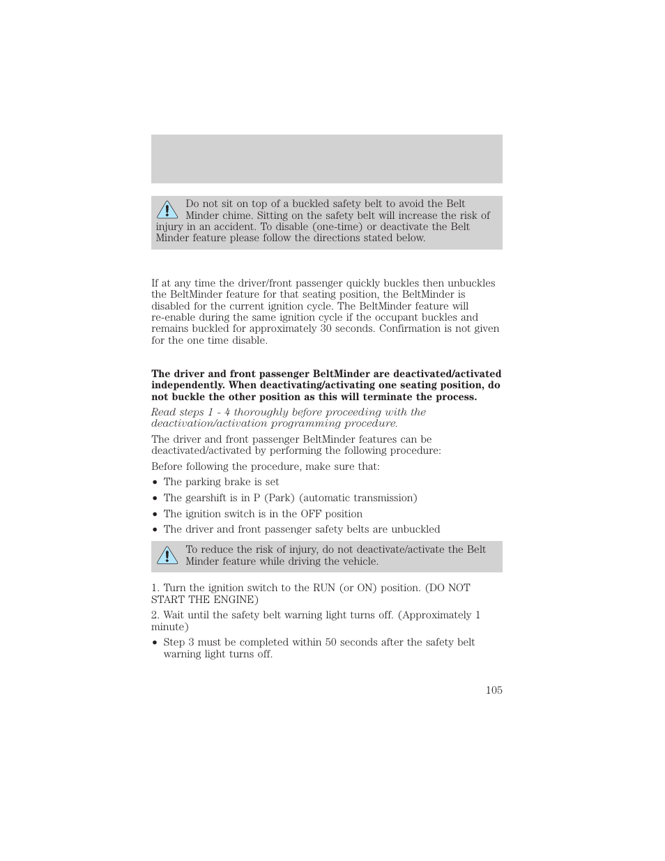 Seating and safety restraints | FORD 2004 Taurus v.2 User Manual | Page 105 / 248
