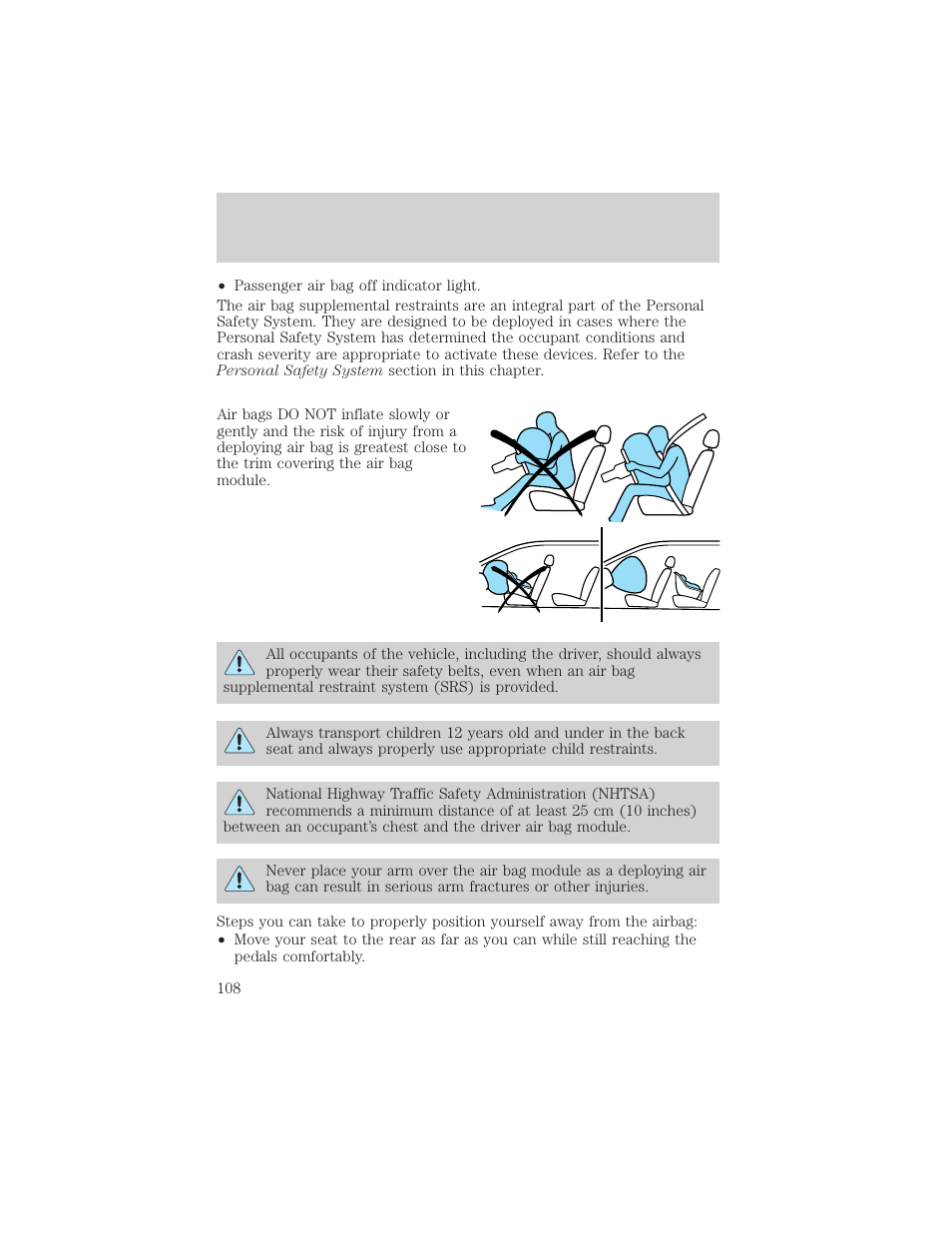 Seating and safety restraints | FORD 2004 Taurus v.2 User Manual | Page 108 / 248