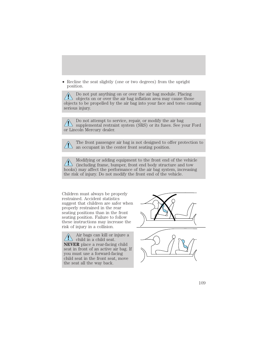 Seating and safety restraints | FORD 2004 Taurus v.2 User Manual | Page 109 / 248
