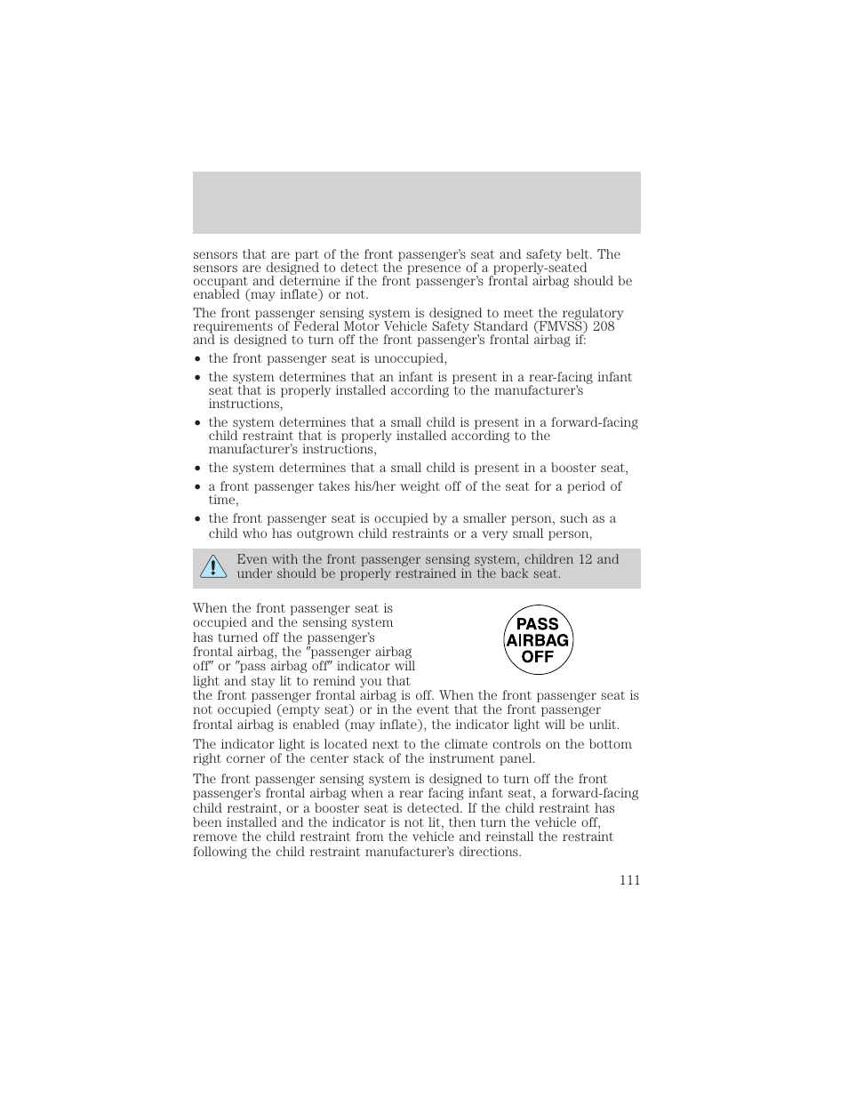 Seating and safety restraints | FORD 2004 Taurus v.2 User Manual | Page 111 / 248