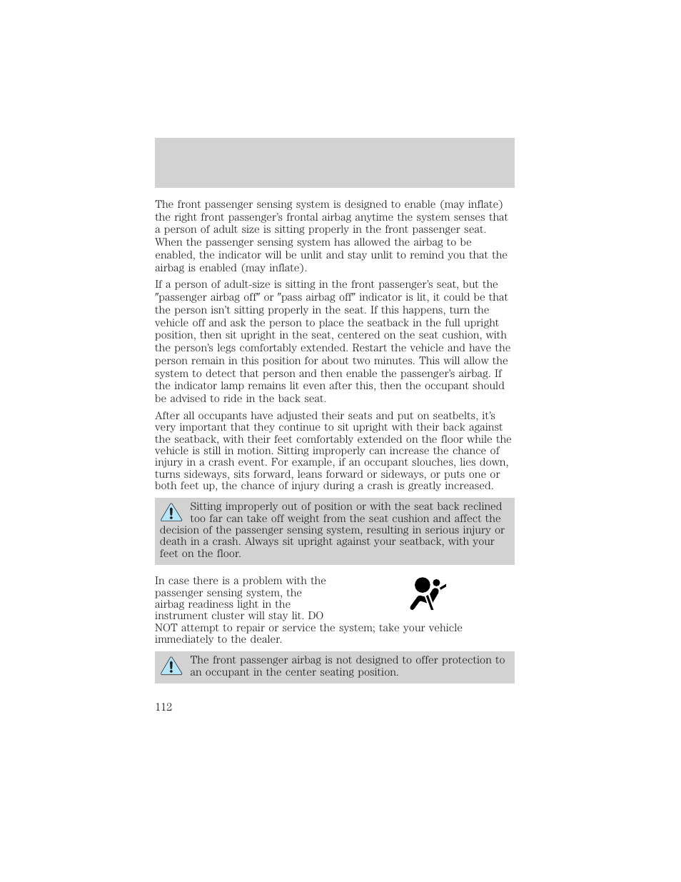 Seating and safety restraints | FORD 2004 Taurus v.2 User Manual | Page 112 / 248